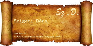 Szigeti Dóra névjegykártya
